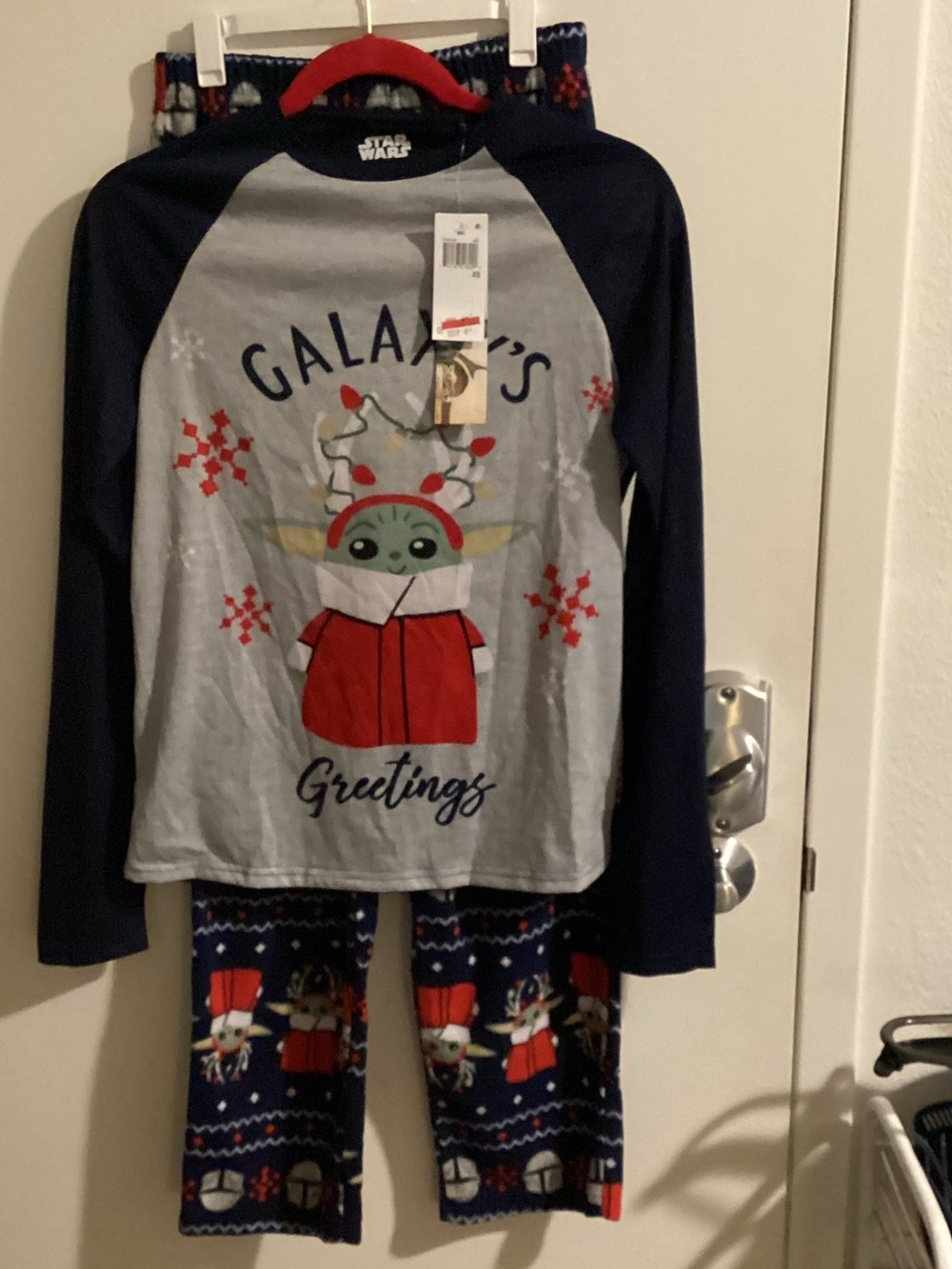 Star Wars Kids Navy & Gray 'Galaxy's Greetings' The Child Holiday Pajama Set